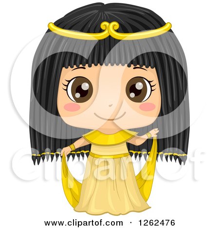 Clipart of a Cute Girl Posing in an Egyptian Costume - Royalty Free Vector Illustration by BNP Design Studio