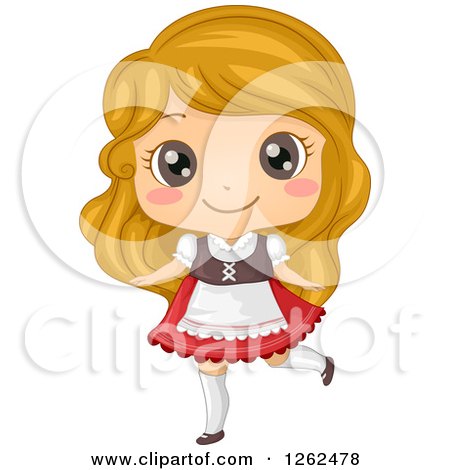 Clipart of a Cute Blond Girl Posing in a German Costume - Royalty Free Vector Illustration by BNP Design Studio