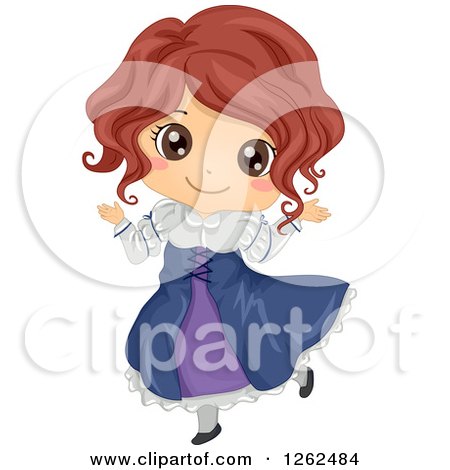 Clipart of a Cute Girl Posing in a Renaissance Costume - Royalty Free Vector Illustration by BNP Design Studio