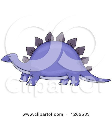Clipart of a Happy Purple Stegosaurus Dinosaur - Royalty Free Vector Illustration by BNP Design Studio