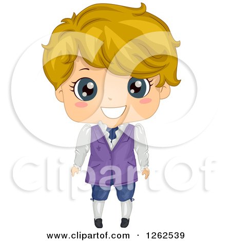 Clipart of a Cute Blond Boy in a Renaissance Costume - Royalty Free Vector Illustration by BNP Design Studio