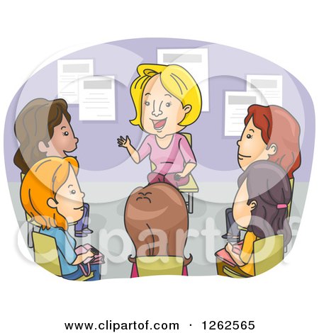Clipart of a Circle of Women in a Support Counseling Group - Royalty Free Vector Illustration by BNP Design Studio