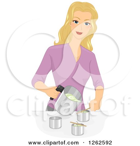 Clipart of a Blond Caucasian Woman Making Candles - Royalty Free Vector Illustration by BNP Design Studio