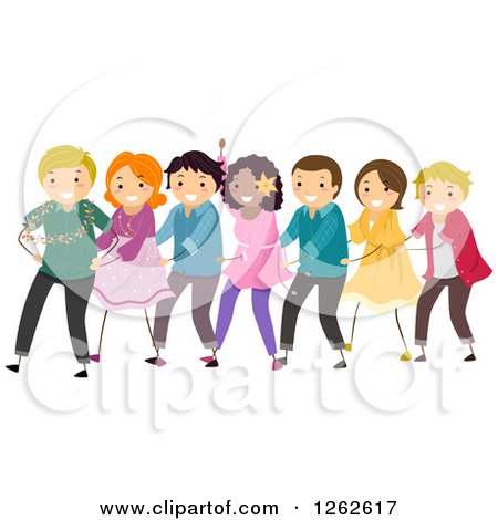 Clipart of Happy People Doing the Conga - Royalty Free Vector Illustration by BNP Design Studio