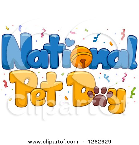 Clipart of a Bell and Paw Print with National Pet Day Text - Royalty Free Vector Illustration by BNP Design Studio