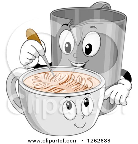 Clipart of a Creative Pitcher Creating Latte Art in a Cup - Royalty Free Vector Illustration by BNP Design Studio