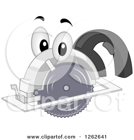 Clipart of a Circular Saw Character - Royalty Free Vector Illustration by BNP Design Studio