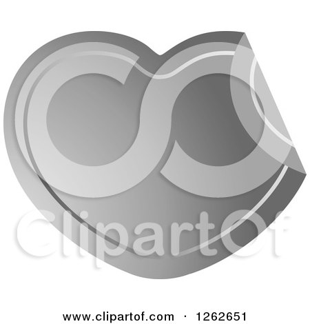 Clipart of a Peeling Silver Heart Tag Label - Royalty Free Vector Illustration by Lal Perera