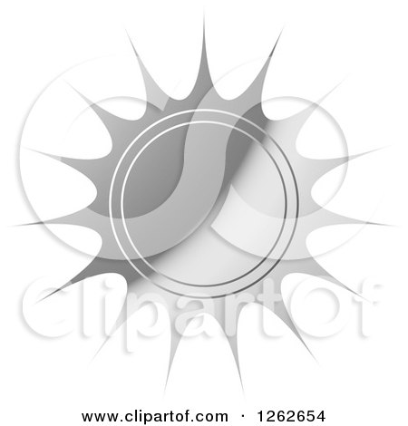 Clipart of a Sunburst Silver Seal Tag Label - Royalty Free Vector Illustration by Lal Perera