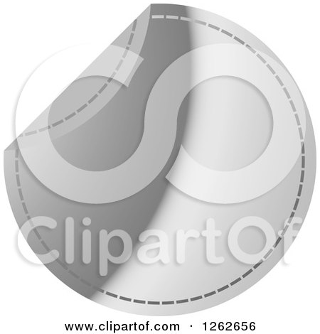 Clipart of a Peeling Silver Round Sewn Tag Label - Royalty Free Vector Illustration by Lal Perera