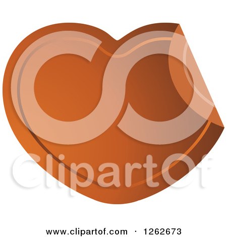 Clipart of a Peeling Brown Heart Tag Label - Royalty Free Vector Illustration by Lal Perera