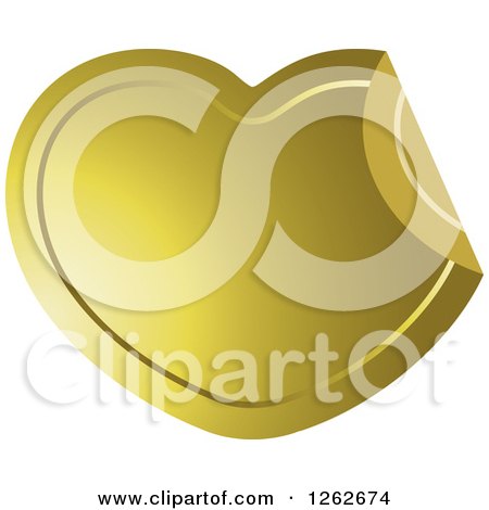 Clipart of a Peeling Gold Heart Tag Label - Royalty Free Vector Illustration by Lal Perera