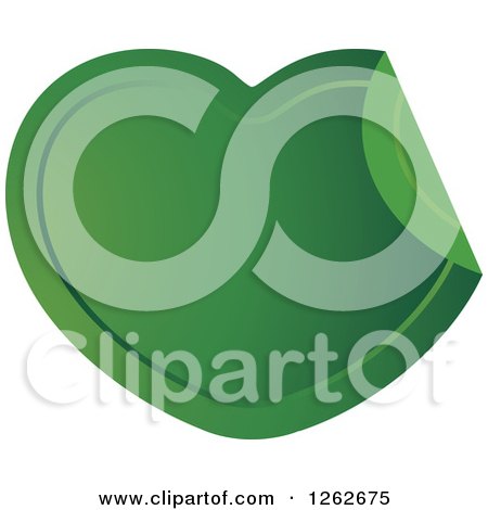 Clipart of a Peeling Green Heart Tag Label - Royalty Free Vector Illustration by Lal Perera
