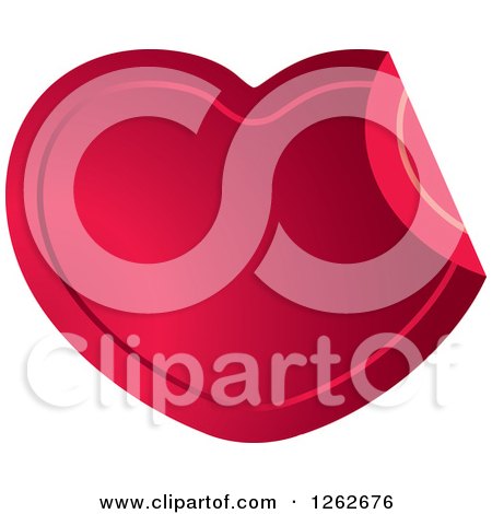 Clipart of a Peeling Magenta Heart Tag Label - Royalty Free Vector Illustration by Lal Perera