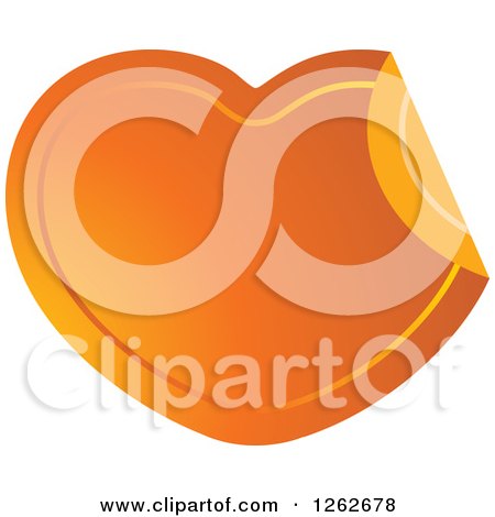 Clipart of a Peeling Orange Heart Tag Label - Royalty Free Vector Illustration by Lal Perera