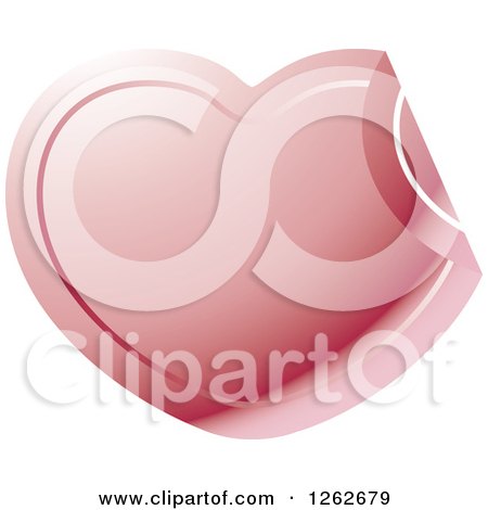 Clipart of a Peeling Pink Heart Tag Label - Royalty Free Vector Illustration by Lal Perera