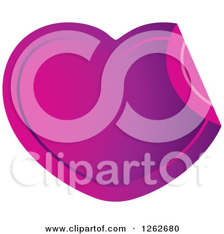 Clipart of a Peeling Purple Heart Tag Label - Royalty Free Vector Illustration by Lal Perera