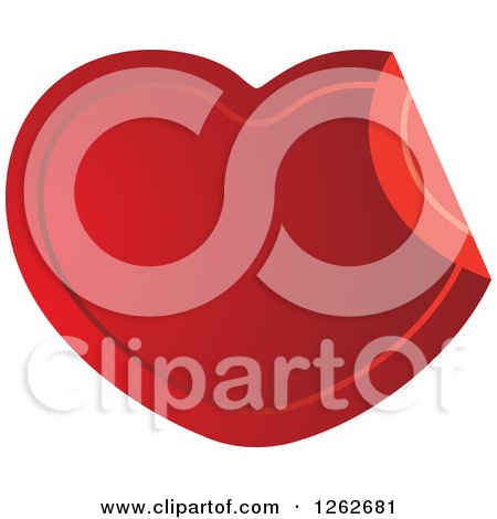 Clipart of a Peeling Red Heart Tag Label - Royalty Free Vector Illustration by Lal Perera