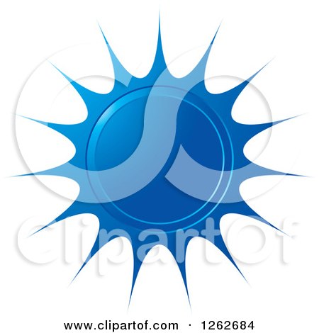 Clipart of a Sunburst Blue Seal Tag Label - Royalty Free Vector Illustration by Lal Perera