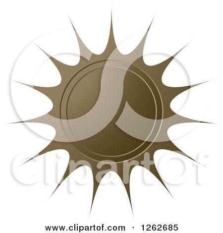 Clipart of a Sunburst Brown Seal Tag Label - Royalty Free Vector Illustration by Lal Perera