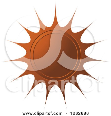 Clipart of a Sunburst Brown Seal Tag Label - Royalty Free Vector Illustration by Lal Perera