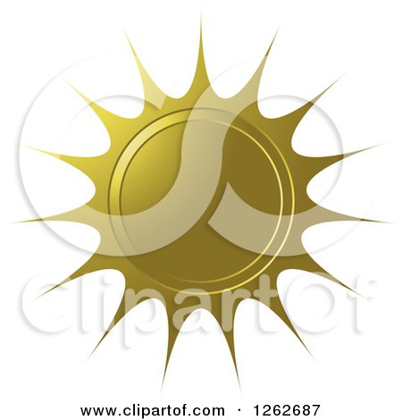 Clipart of a Sunburst Gold Seal Tag Label - Royalty Free Vector Illustration by Lal Perera