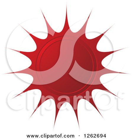 Clipart of a Sunburst Red Seal Tag Label - Royalty Free Vector Illustration by Lal Perera