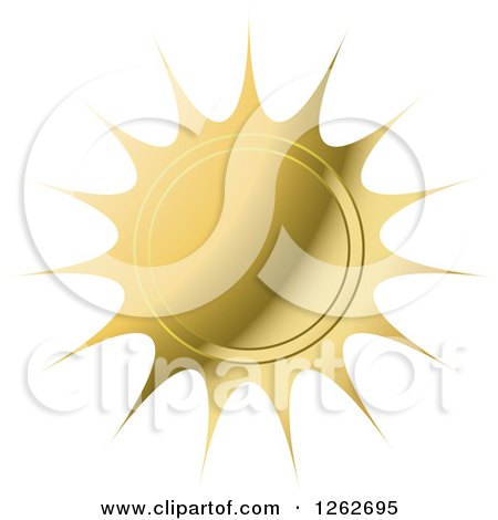 Clipart of a Sunburst Gold Seal Tag Label - Royalty Free Vector Illustration by Lal Perera