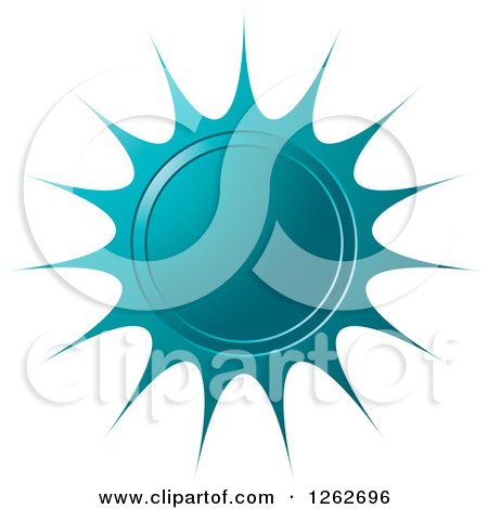 Clipart of a Sunburst Teal Seal Tag Label - Royalty Free Vector Illustration by Lal Perera