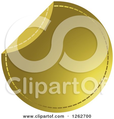 Clipart of a Peeling Gold Round Sewn Tag Label - Royalty Free Vector Illustration by Lal Perera