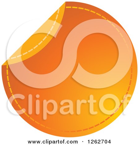 Clipart of a Peeling Orange Round Sewn Tag Label - Royalty Free Vector Illustration by Lal Perera