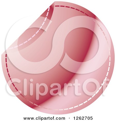 Clipart of a Peeling Pink Round Sewn Tag Label - Royalty Free Vector Illustration by Lal Perera