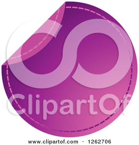 Clipart of a Peeling Purple Round Sewn Tag Label - Royalty Free Vector Illustration by Lal Perera