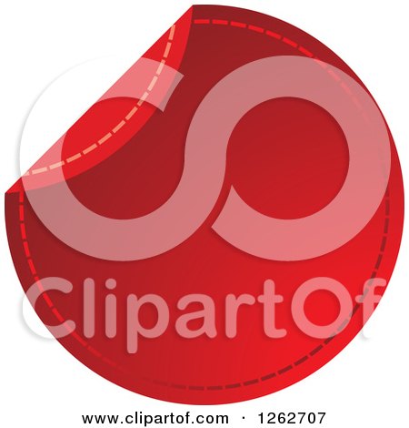 Clipart of a Peeling Red Round Sewn Tag Label - Royalty Free Vector Illustration by Lal Perera