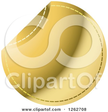 Clipart of a Peeling Gold Round Sewn Tag Label - Royalty Free Vector Illustration by Lal Perera