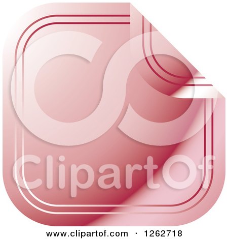 Clipart of a Peeling Pink Square Tag Label - Royalty Free Vector Illustration by Lal Perera