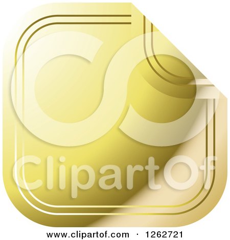 Clipart of a Peeling Gold Square Tag Label - Royalty Free Vector Illustration by Lal Perera