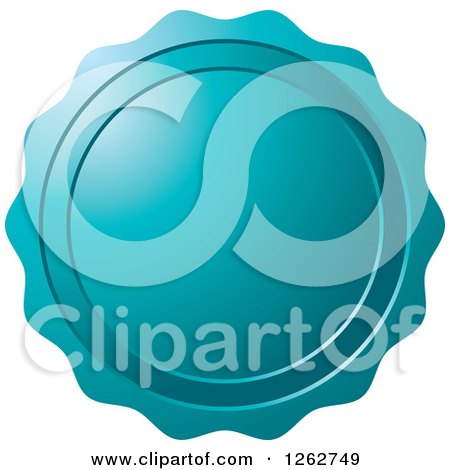 Clipart of a Teal Wax Seal Tag Label - Royalty Free Vector Illustration by Lal Perera
