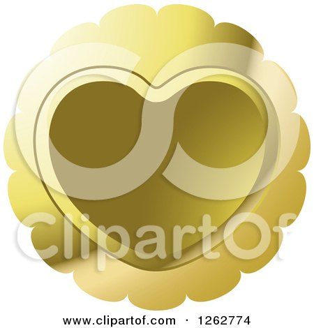 Clipart of a Gold Heart Tag Label - Royalty Free Vector Illustration by Lal Perera