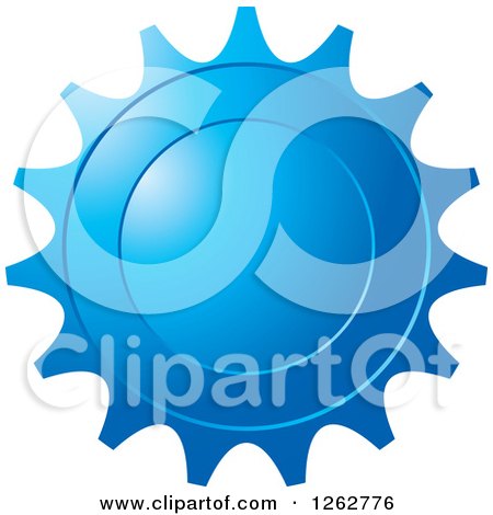 Clipart of a Gear like Blue Tag Label - Royalty Free Vector Illustration by Lal Perera