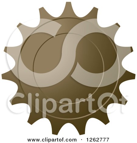 Clipart of a Gear like Brown Tag Label - Royalty Free Vector Illustration by Lal Perera