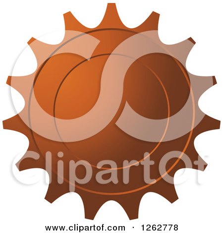 Clipart of a Gear like Brown Tag Label - Royalty Free Vector Illustration by Lal Perera