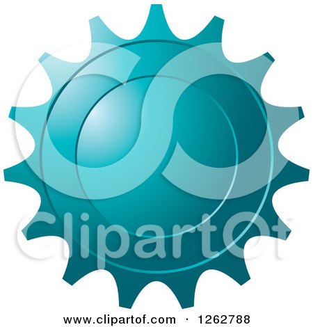 Clipart of a Gear like Teal Tag Label - Royalty Free Vector Illustration by Lal Perera