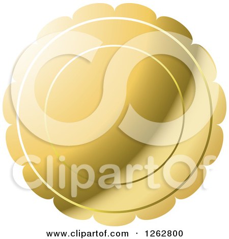 Clipart of a Floral like Gold Tag Label - Royalty Free Vector Illustration by Lal Perera