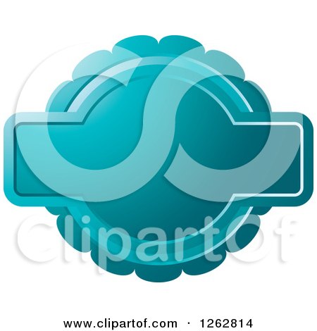 Clipart of a Doily like Teal Tag Label with Text Space - Royalty Free Vector Illustration by Lal Perera