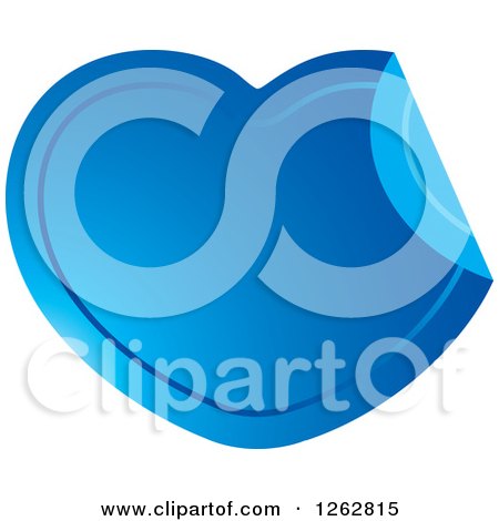 Clipart of a Peeling Blue Heart Tag Label - Royalty Free Vector Illustration by Lal Perera
