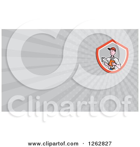 Clipart of a Cartoon Architect and Rays Business Card Design - Royalty Free Vector Illustration by patrimonio