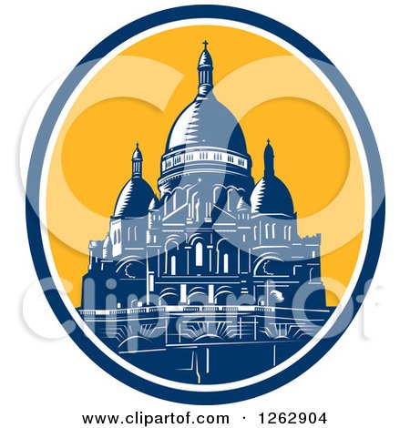 Clipart of a Woodcut Scene of the Dome of the Basilica of the Sacred Heart of Paris - Royalty Free Vector Illustration by patrimonio