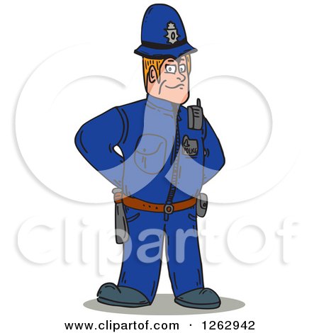 Clipart of a Cartoon London Police Officer - Royalty Free Vector Illustration by patrimonio