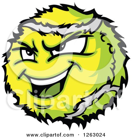 Clipart of a Tough Tennis Ball Mascot - Royalty Free Vector Illustration by Chromaco